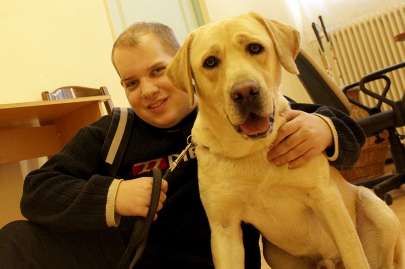 Milan and His Guide Dog, Nelson