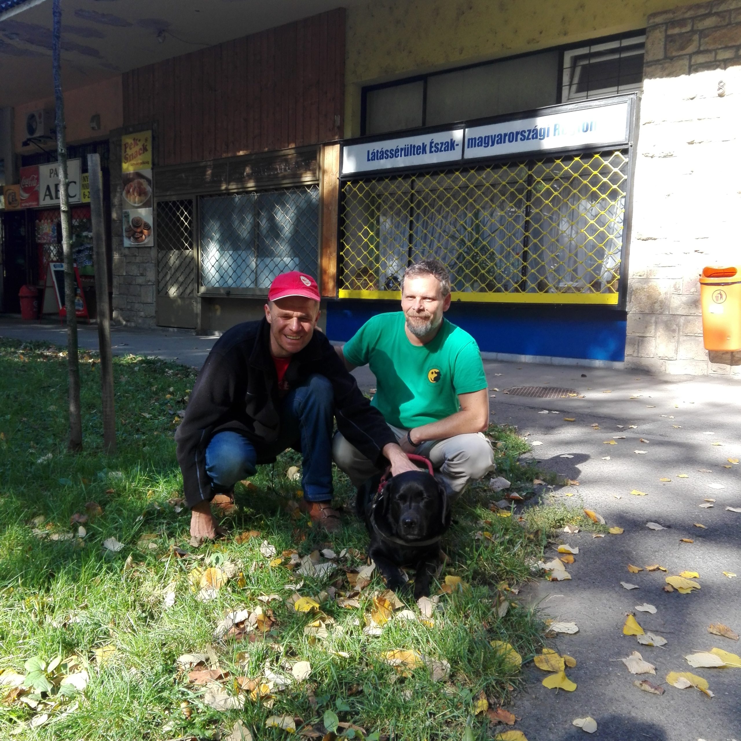 Laszlo and his guide dog Felho (which means Cloud in Hungarian) pass road safety exam